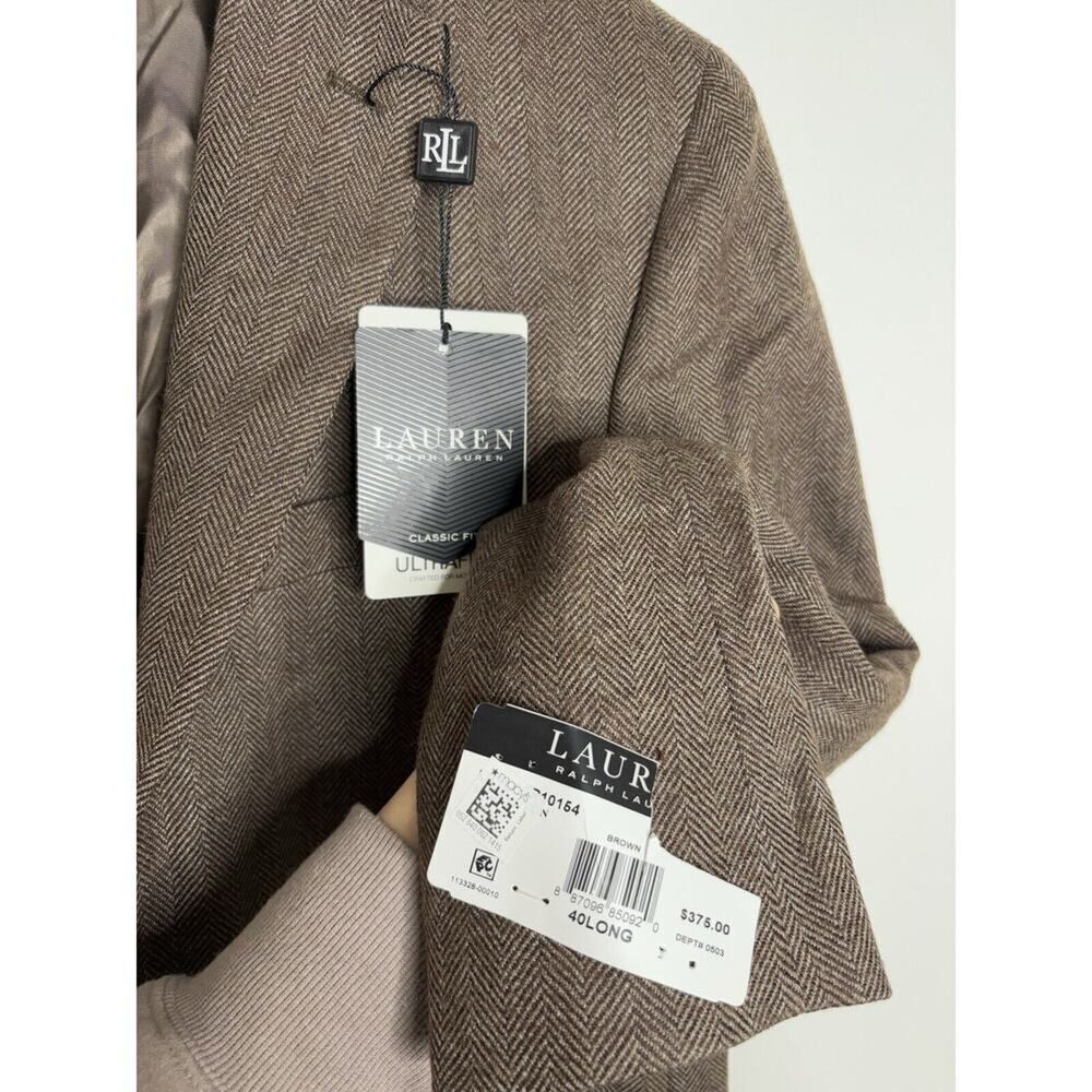 Lauren Ralph Lauren Men’s Wool Herringbone Sport Coat Brown NWT Size 40 Long - Picture 5 of 7